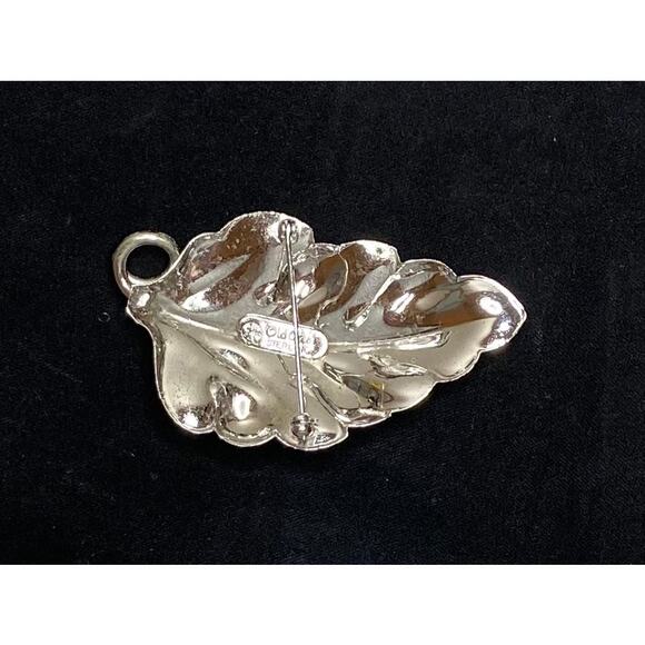 Vintage Old Crest Sterling Silver Oak Leaf Brooch Pin Pendant Textured Fall - Picture 7 of 11